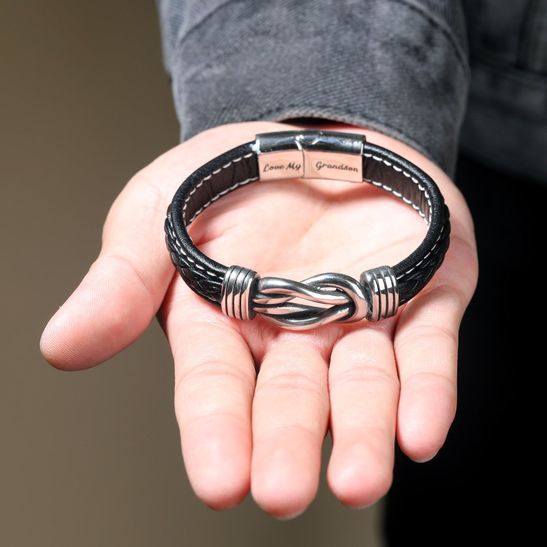 "Großmutter und Enkel für immer verbunden" Geflochtenes Lederarmband