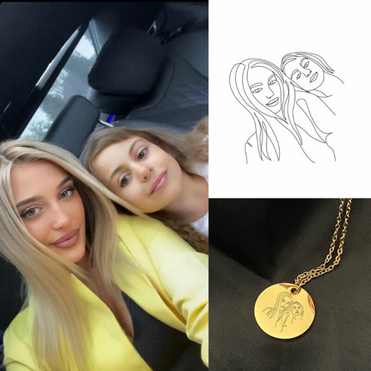 Personalized Photo Necklace with Custom Picture Contour Line Design Gift for Loved One