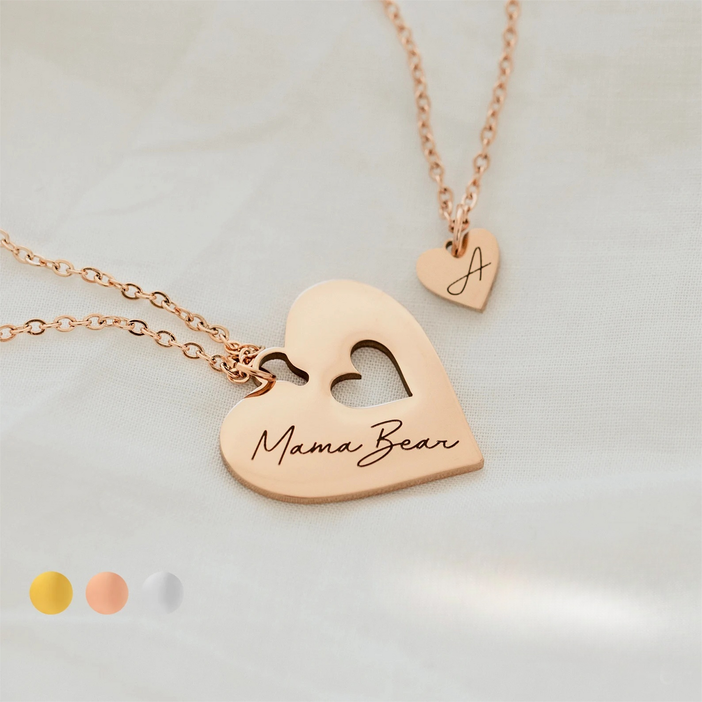 Personalized Mother Daughter Necklace Heart Necklace