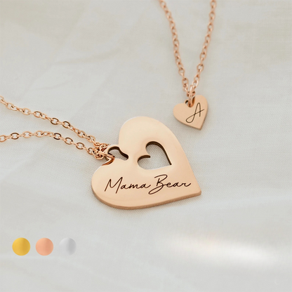 Personalized Mother Daughter Necklace Heart Necklace