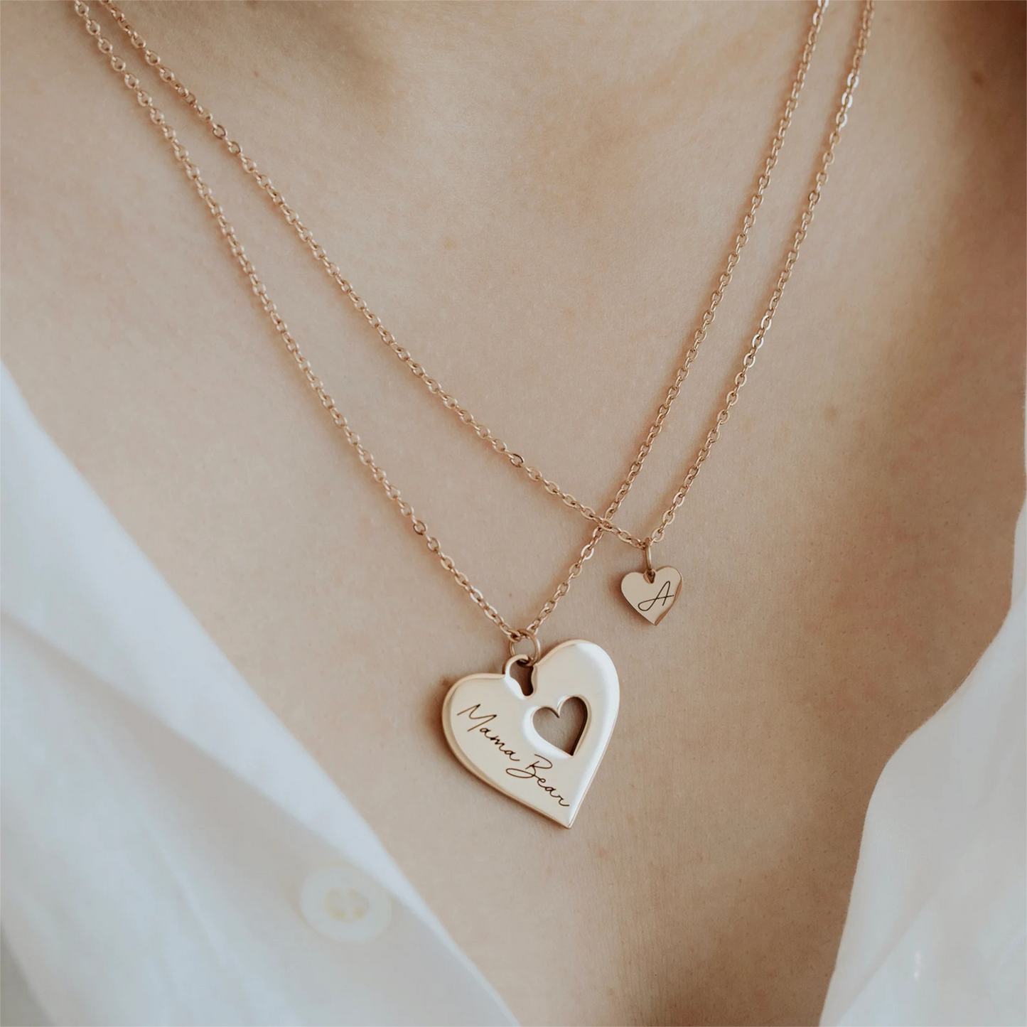 Collar personalizado para madre e hija, collar con corazón