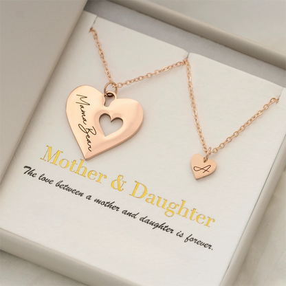 Personalized Mother Daughter Necklace Heart Necklace