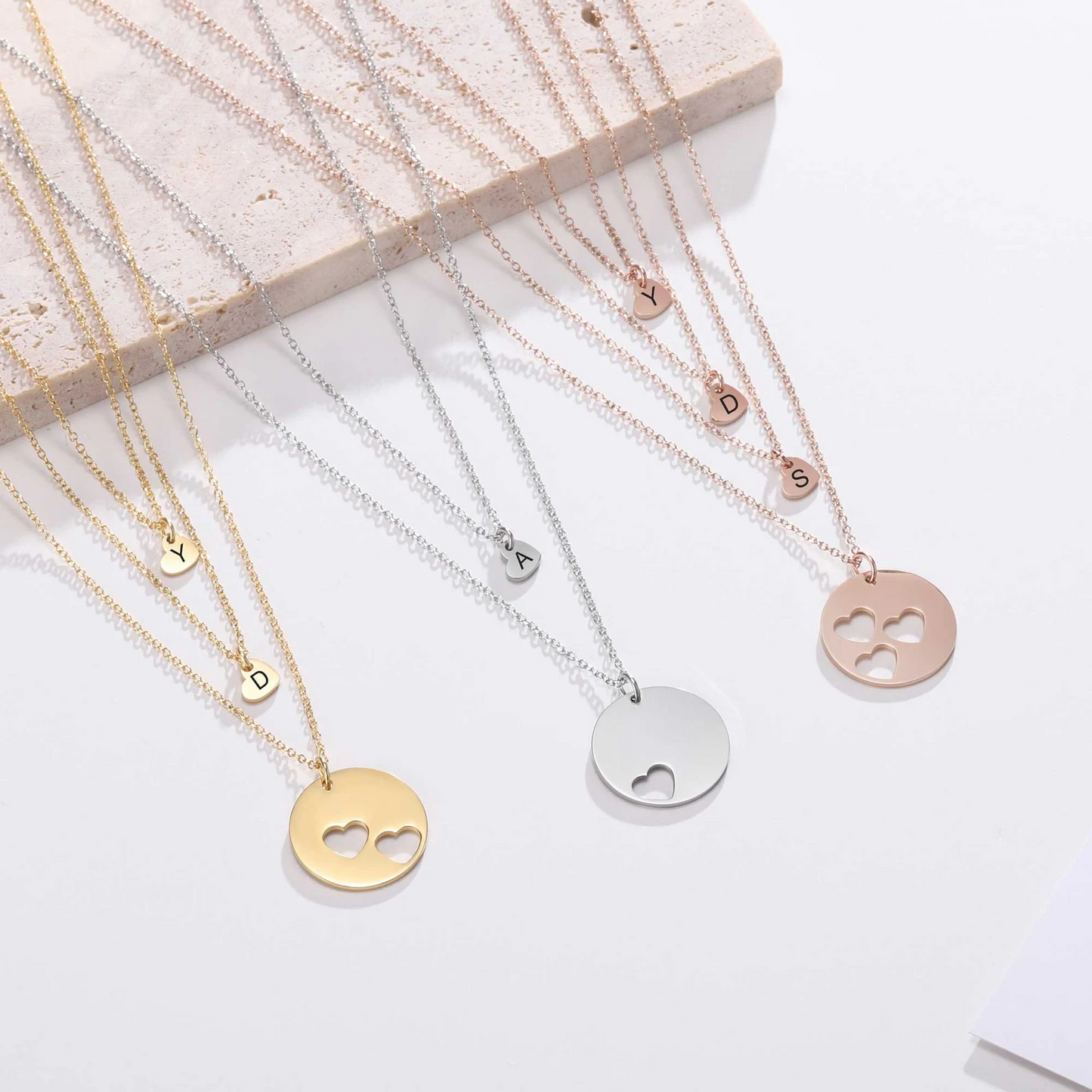 Personalized Mother Daughter Necklace - Engraved Matching Necklace Set