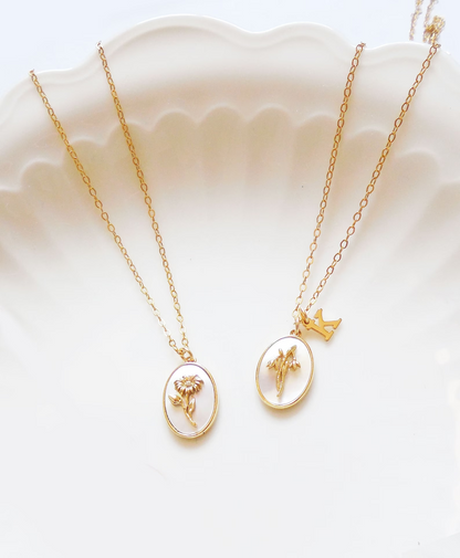 Birth Flower Necklace, Gold Filled Birth Month Flower Necklace