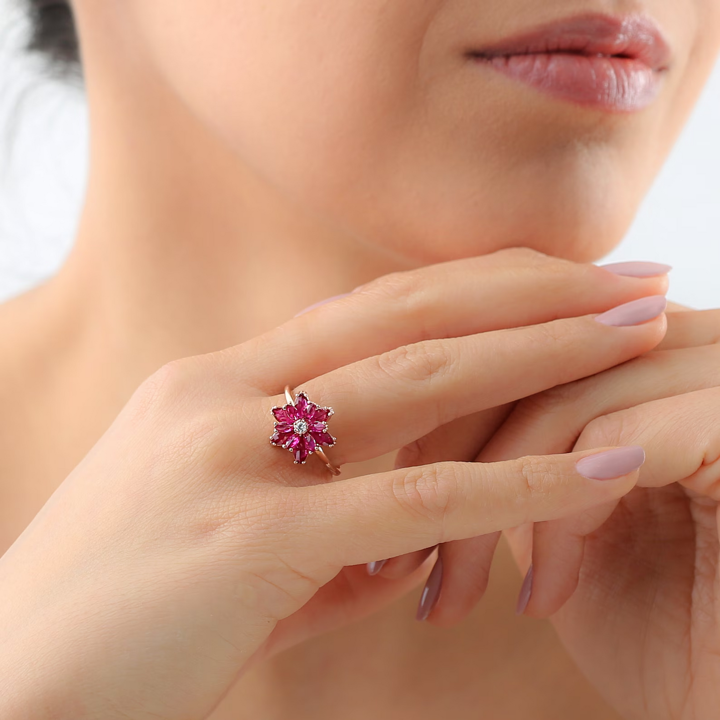 Gold Birthstone Ring - Lotus Flower Ring - Personalized Gift