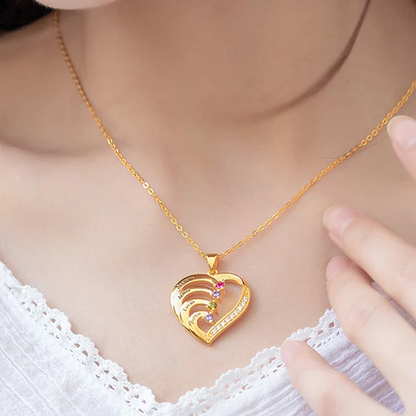 Collar personalizado con piedras natales de la familia del corazón con 1-6 nombres grabados