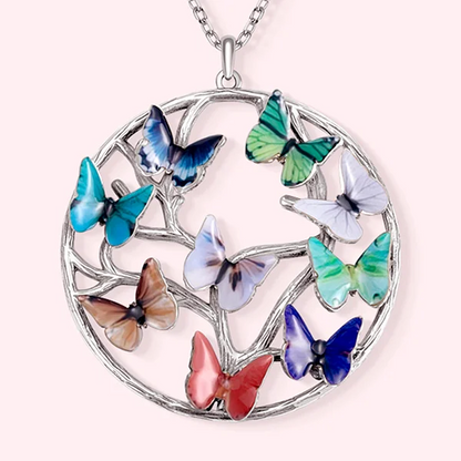 Personalized Family Tree Birth Butterfly Necklace Birthday Women's Day