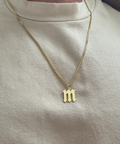 Sterling Silver Initial Necklace, Personalized Necklace for Men