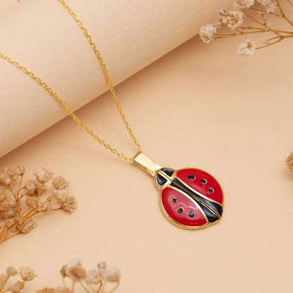 Miraculous Personalized Ladybug Jewelry, Gold Custom Ladybug Necklace