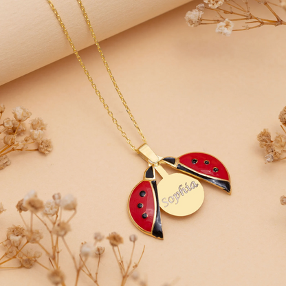 Miraculous Personalized Ladybug Jewelry, Gold Custom Ladybug Necklace