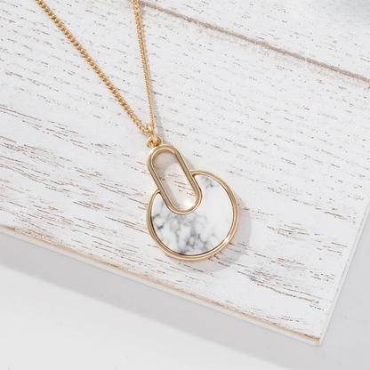 Rose quartz Necklace, Gemstone pendant necklace, White marble necklace