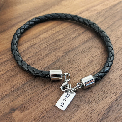 Personalisiertes Herren Lederarmband, Herren Initialenarmband 