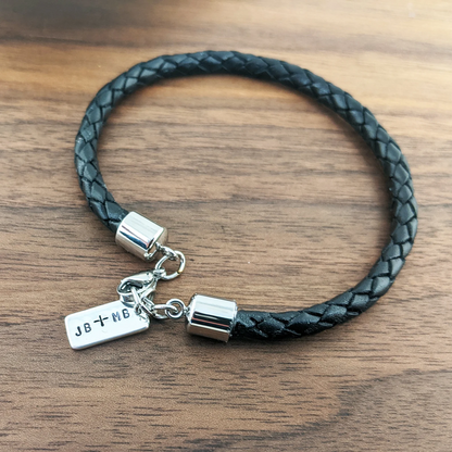 Personalisiertes Herren Lederarmband, Herren Initialenarmband 