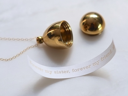 Brass Secret Message Locket Necklace