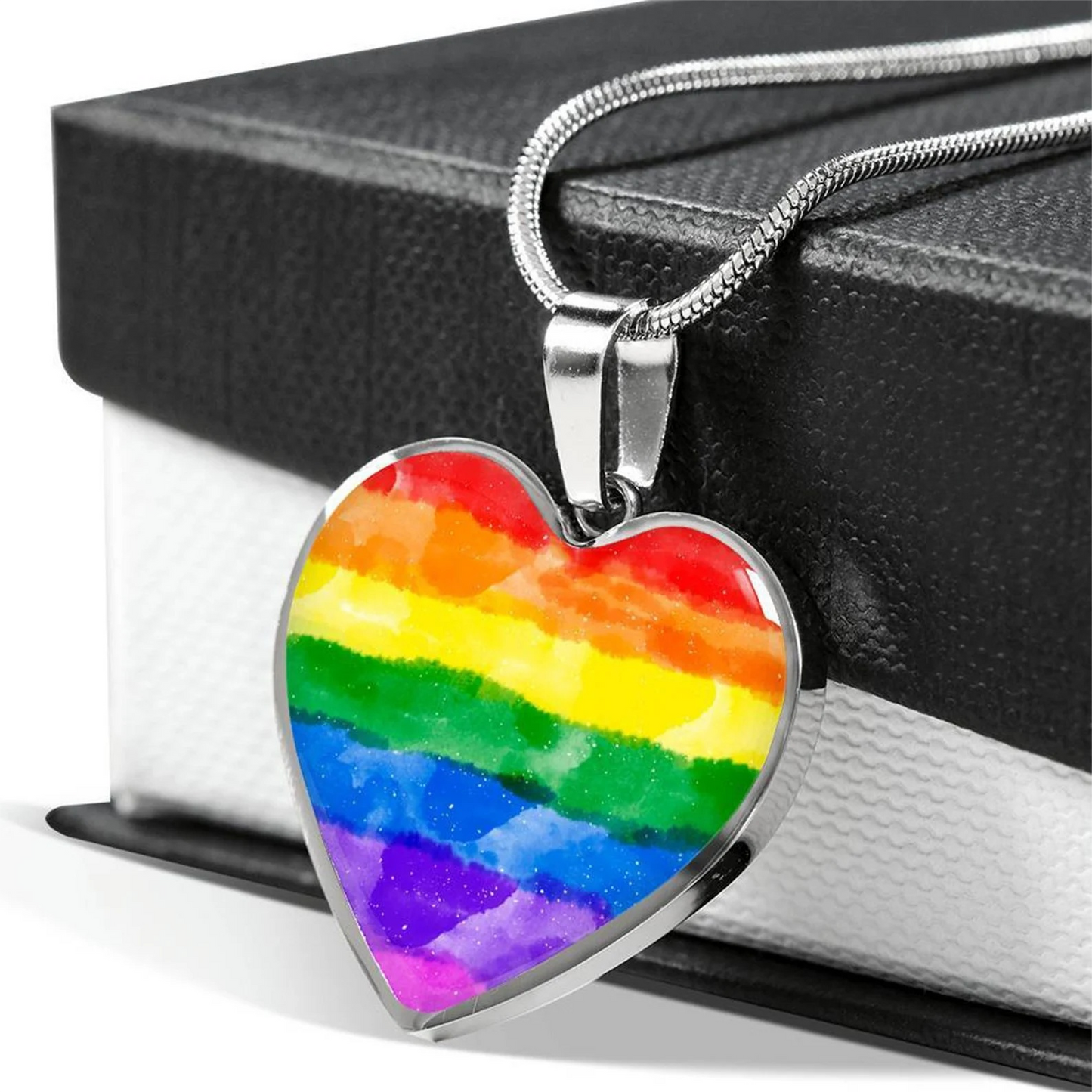 LGBT-Halskette, LGBT-Schmuck, Gay-Pride-Anhänger, Regenbogen-Halskette in Herzform 