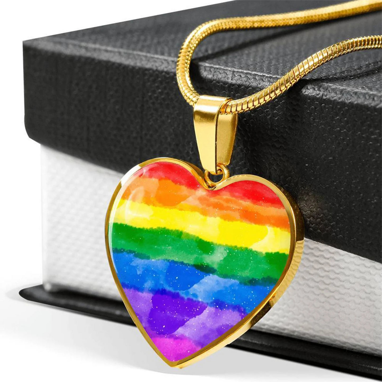 LGBT-Halskette, LGBT-Schmuck, Gay-Pride-Anhänger, Regenbogen-Halskette in Herzform 