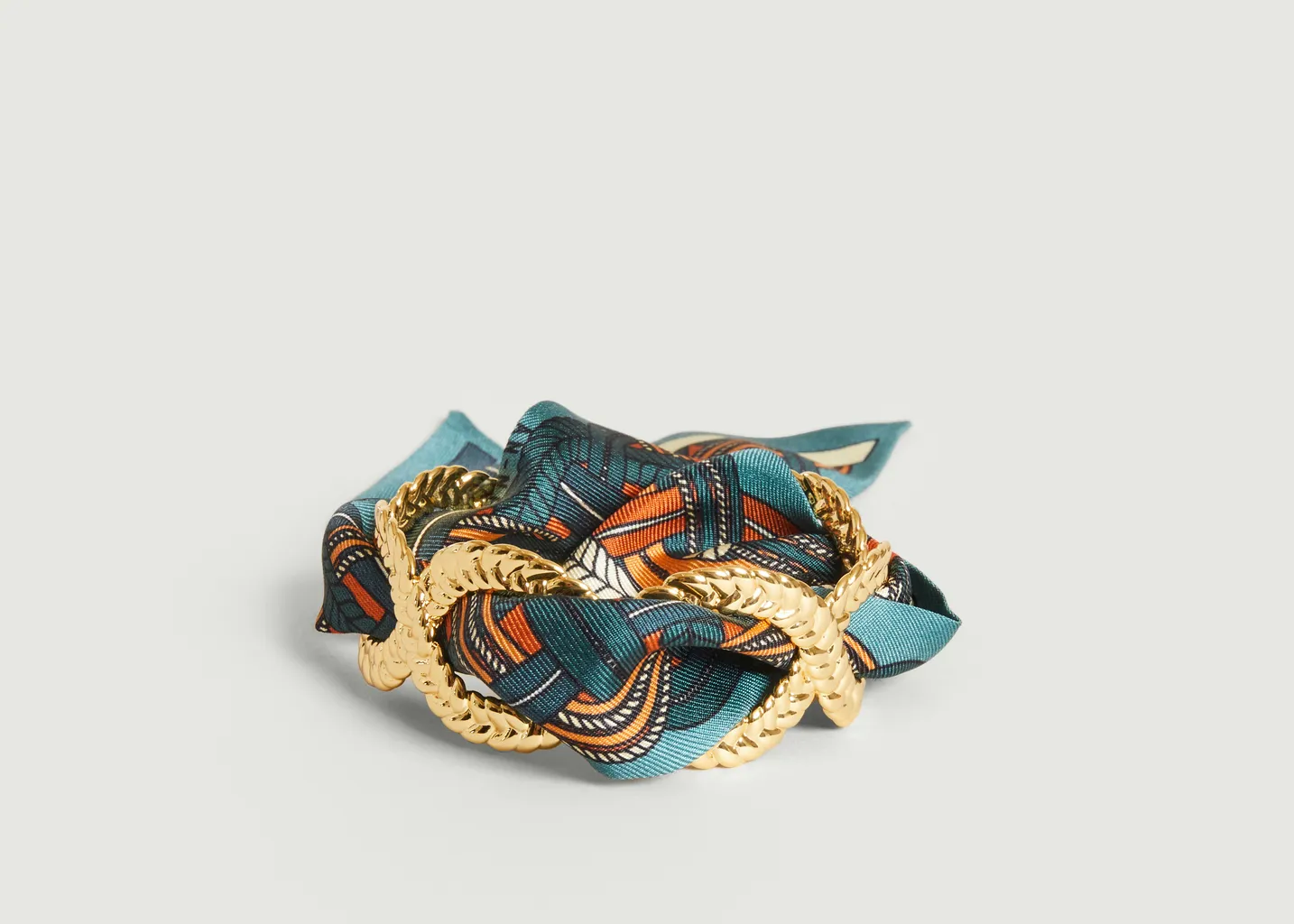 GOLD-PLATED AND SILK BRAIDED CUFF BRACELET