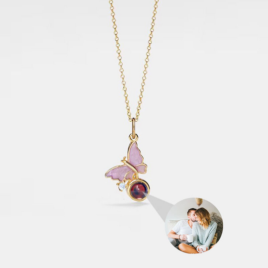 Personalized Projection Photo Necklace Exquisite Butterfly Shape Warm Gift