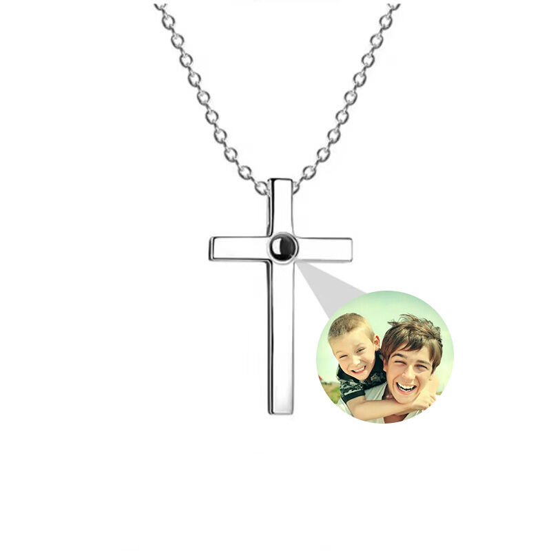 Personalized Cross Photo Projection Necklace