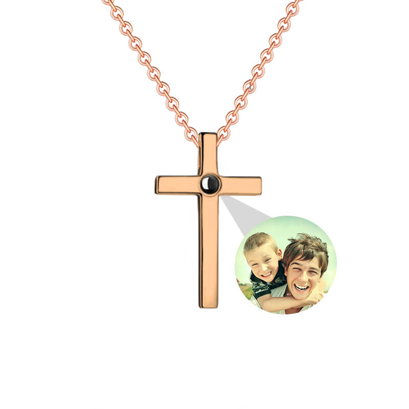 Personalized Cross Photo Projection Necklace