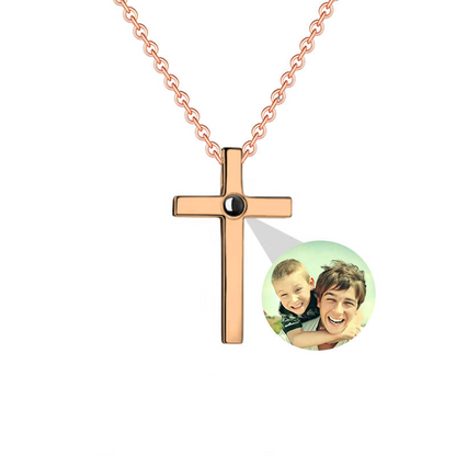 Personalized Cross Photo Projection Necklace