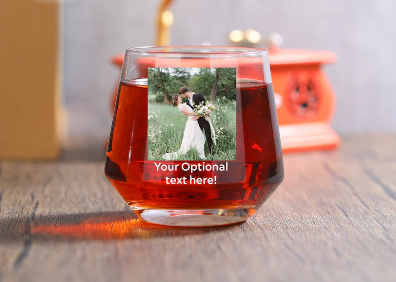 Personalized Whiskey Rocks Glasses 13oz With Photo-Valentine's Day Or Birthday Gift For Her Him