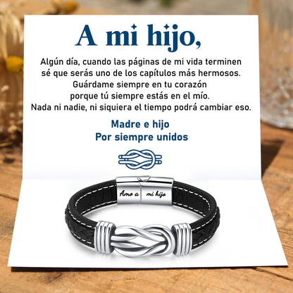 Pulsera de cuero trenzado "Madre e hijo unidos para siempre”