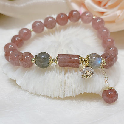 Natural Strawberry Quartz Moonstone Love Bracelet