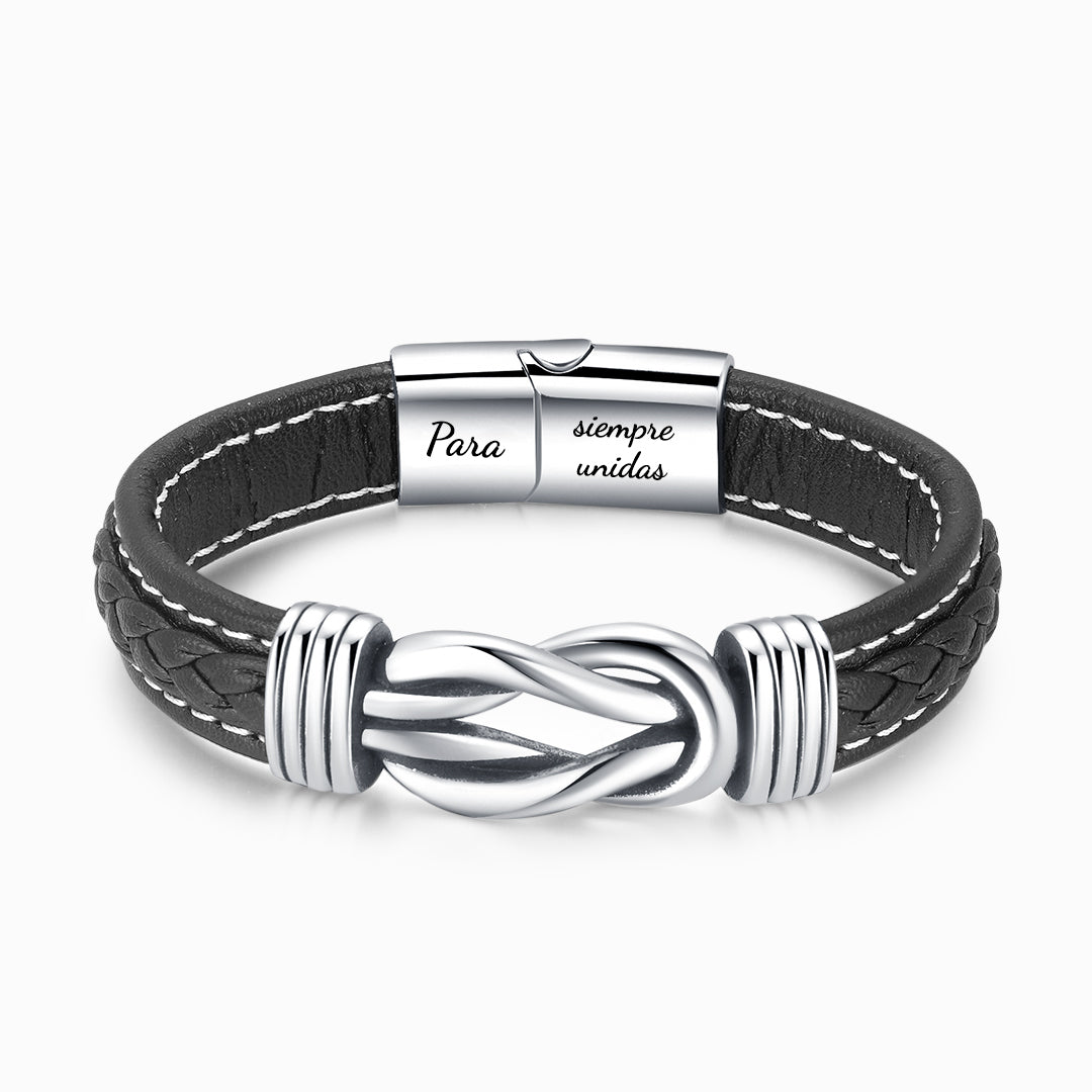 Armband aus zerschlissenem Leder, altes und nietendes „Für immer und ewig“