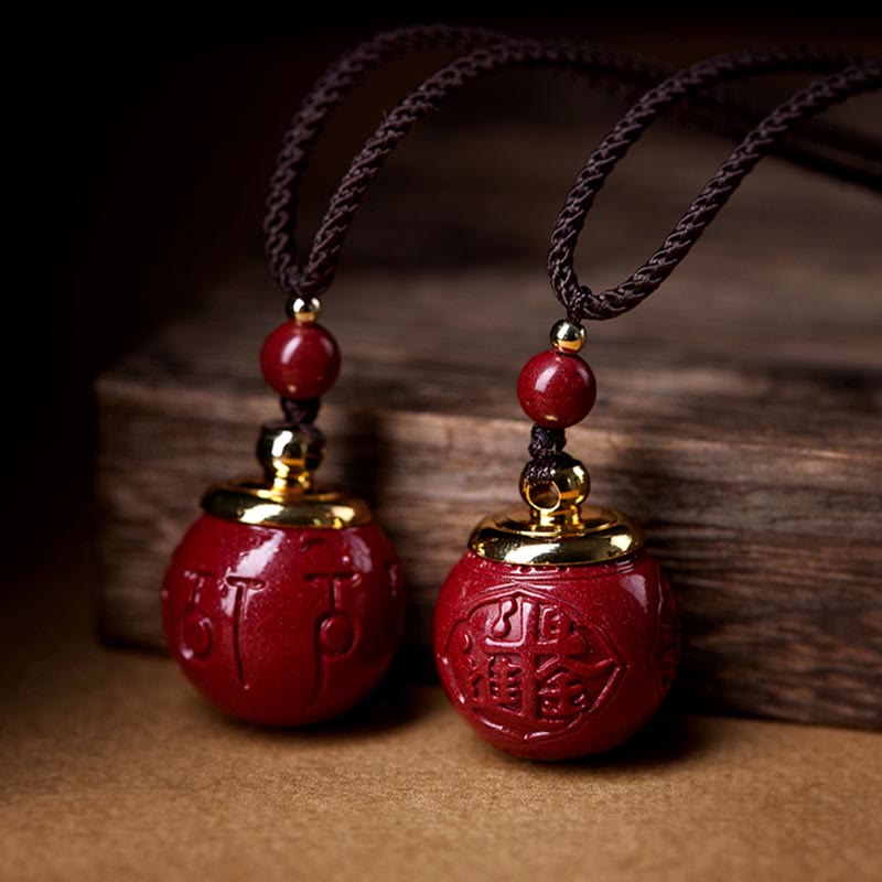 Cinnabar Om Mani Padme Hum Attract Fortune Blessing Lucky Bead Necklace Pendant