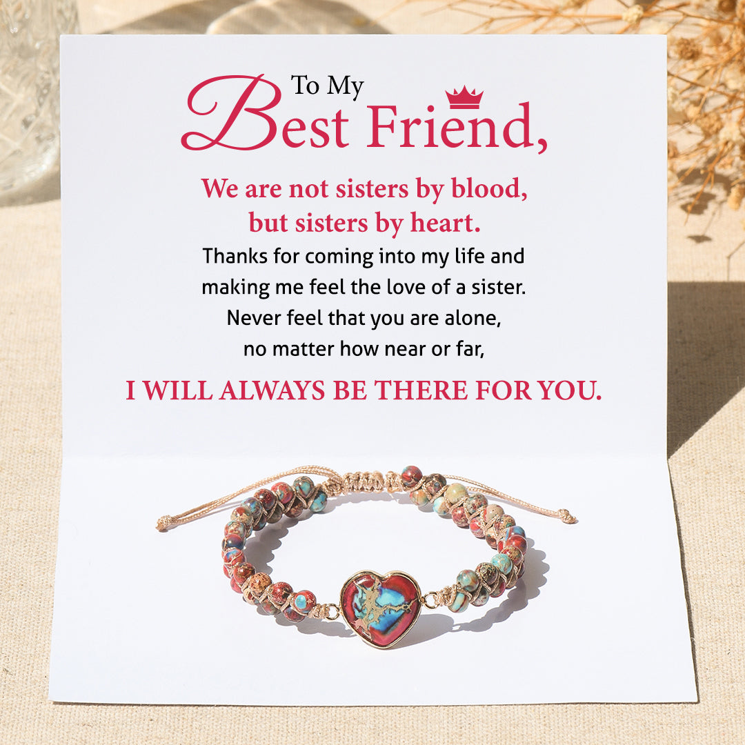 To My Best Friend, Sisters By Heart Jasper Heart Bracelet