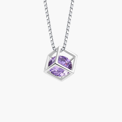 Birthstone Cube Pendant Necklace