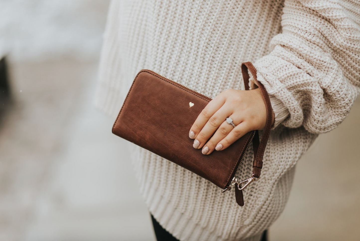 Große Lederbrieftasche - Monogrammiert 