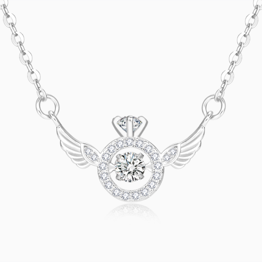 Wherever You Go, Your Angel Watches Over You Wings Necklace