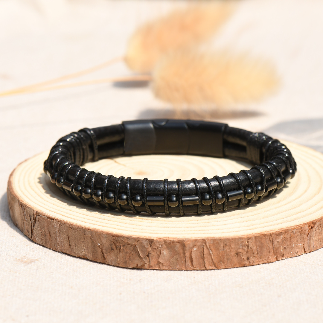 Pulsera de cuero Valhalla Warrior Morse Code 'Never Surrender'