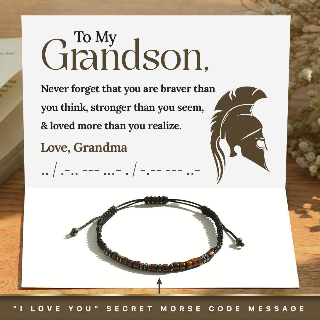 To My Grandson, I Love You More Than You Realize Morse Code Bracelet