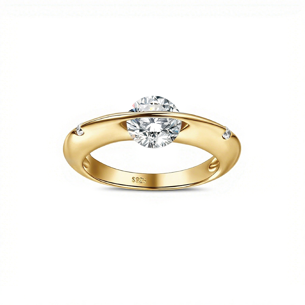 18K Gold Stellar Rotatable Diamond S925 Ring For Her/Him