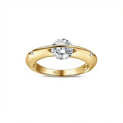 18K Gold Stellar Rotatable Diamond S925 Ring For Her/Him