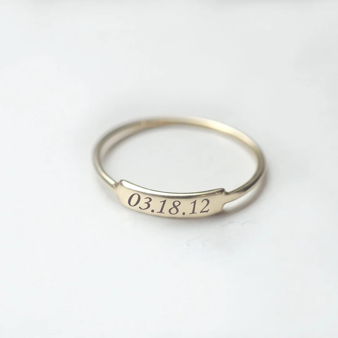 Bar Ring With Engraved Date