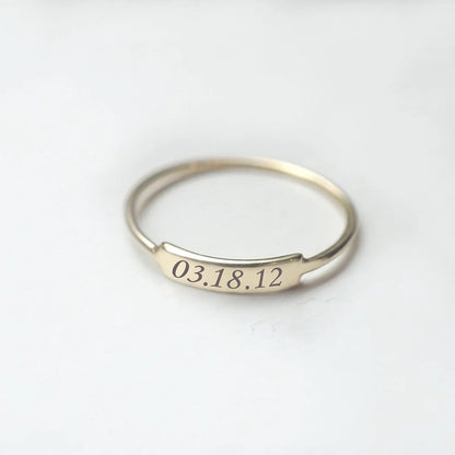 Bar Ring With Engraved Date