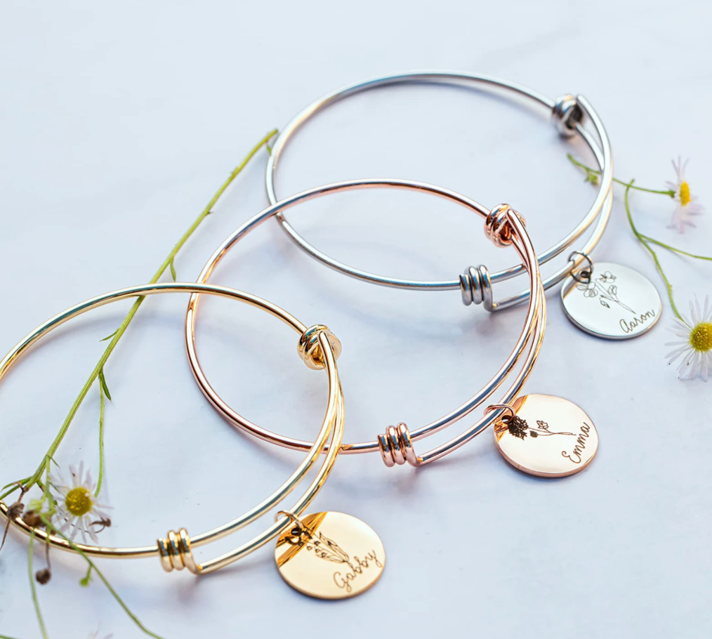 Birth Month Flower Bracelets for Women Mom Gifts