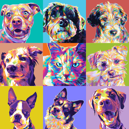 Personalized Pet portrait pop art. dog portrait, cat portrait