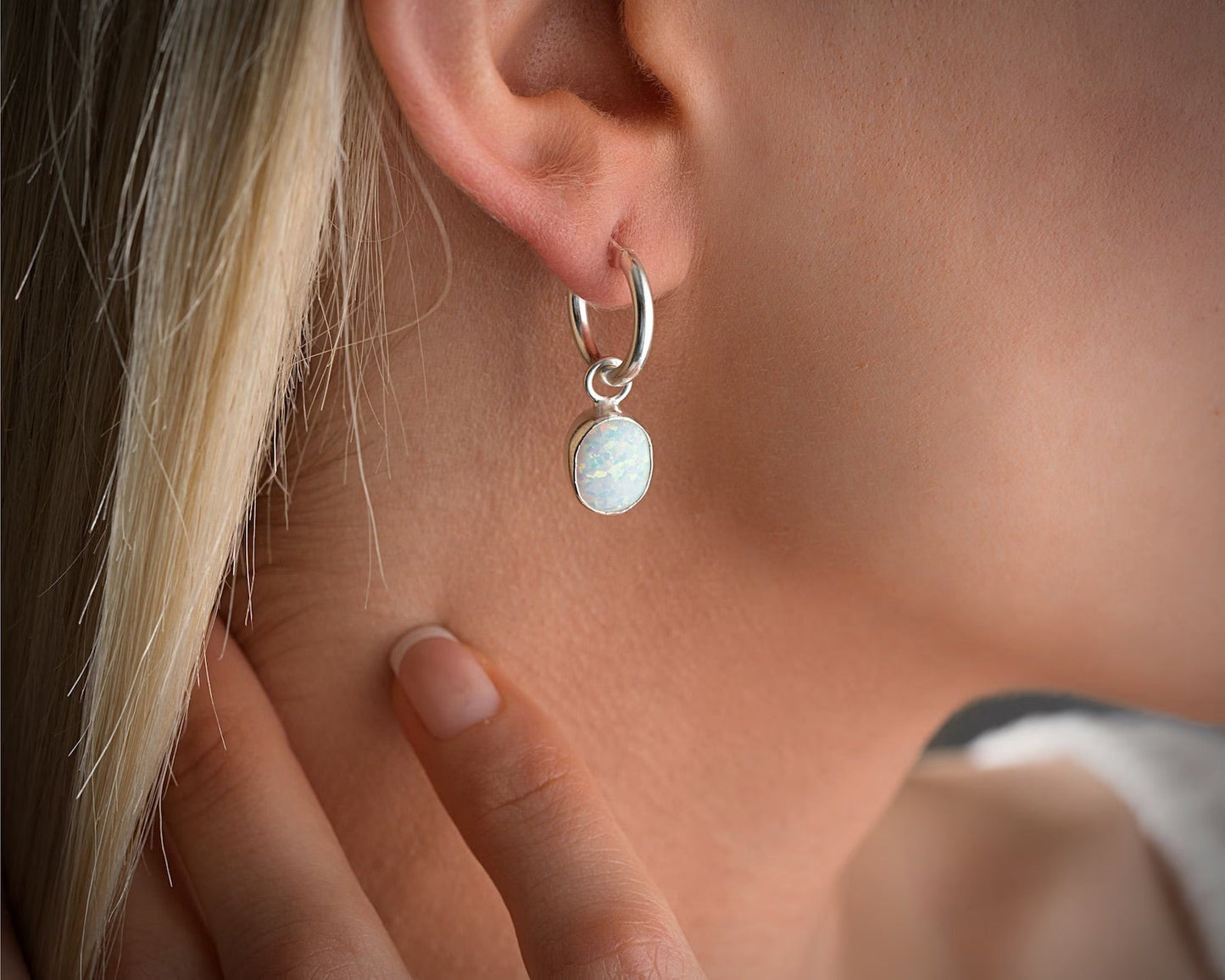 White Opal Earrings