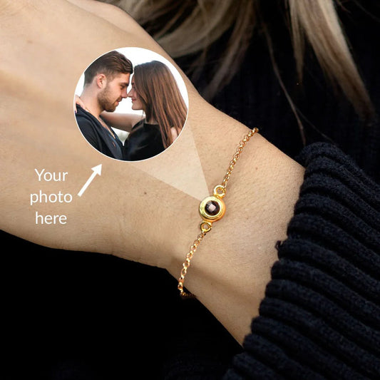 Klassisches Fotoarmband mit schwarzem Fotostein - Valentinstags- oder Geburtstagsgeschenk für Sie und Ihn