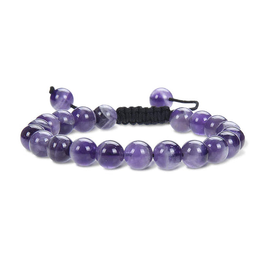 Natural Healing Power Gemstone Crystal Beads Unisex Adjustable Macrame Bracelet