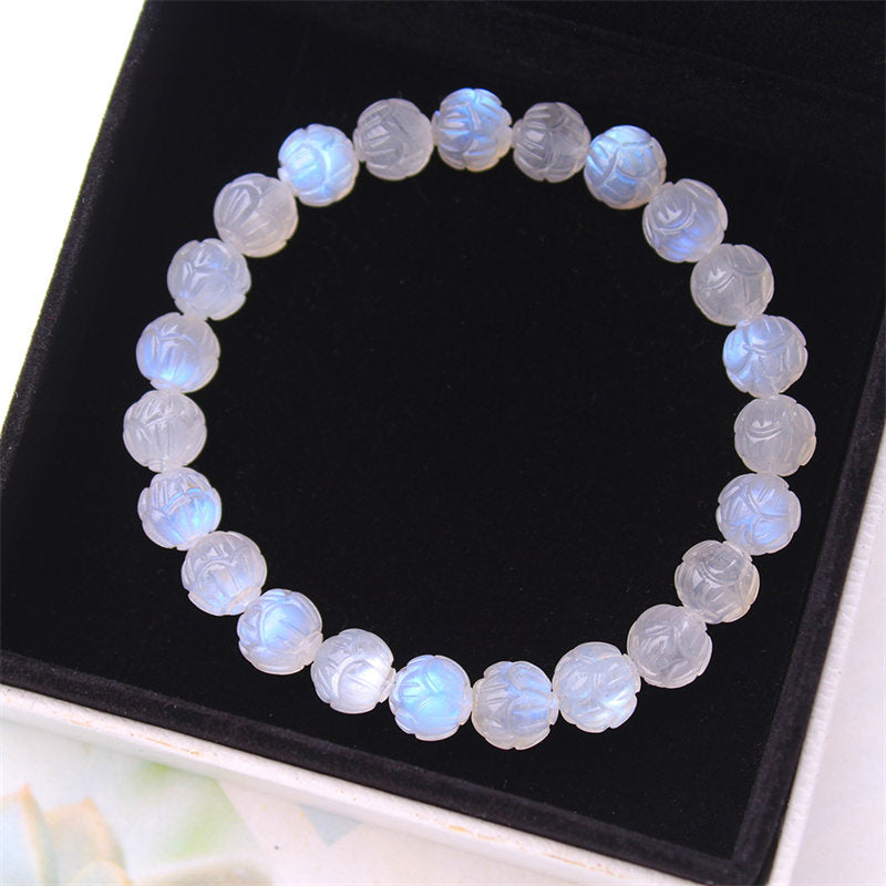 Natural Moonstone Lotus Love Bracelet