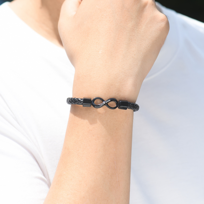 An meinen Seelenverwandten, personalisiertes Infinity-Lederarmband mit zwei Namen