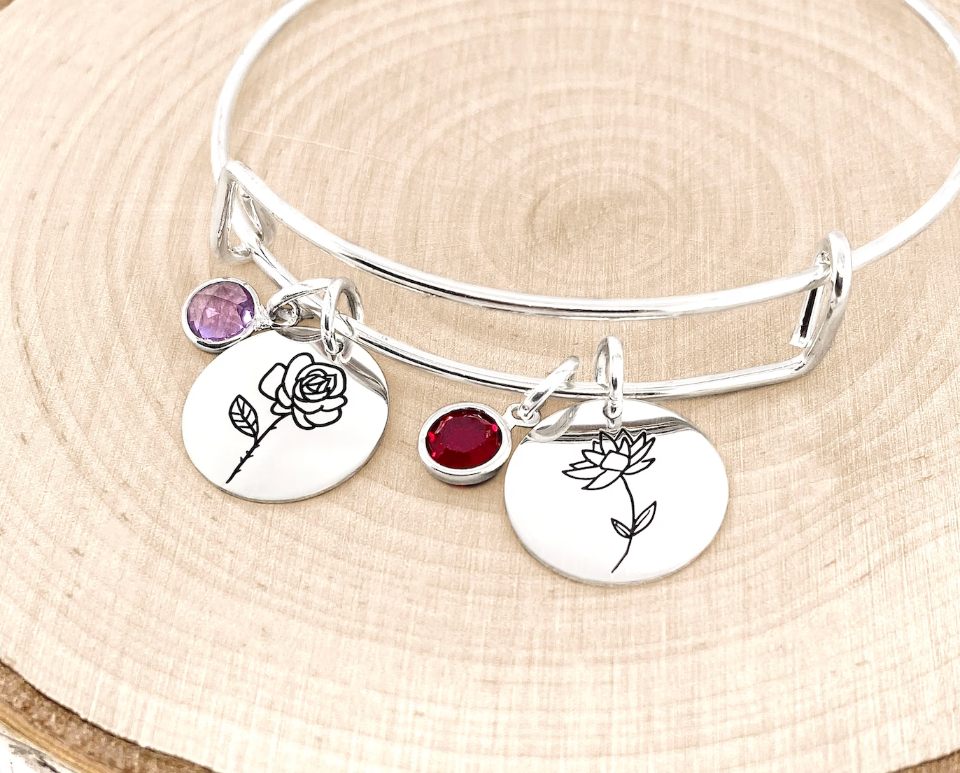 Geburtsmonat Blumenarmband • Personalisiertes Geburtsblumenarmband 