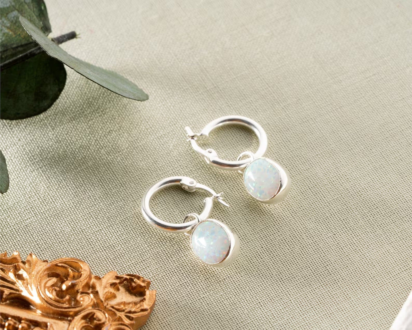 White Opal Earrings