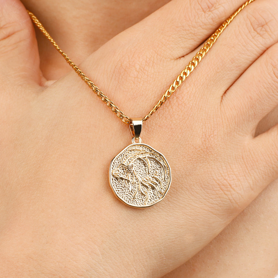 Collar con colgante de moneda con signo astrológico: regalo de San Valentín o cumpleaños para ella 